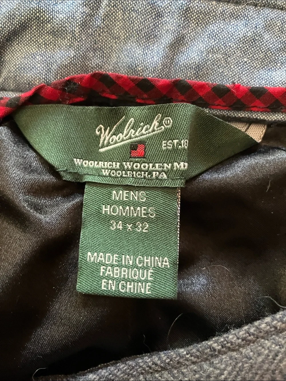 Woolrich men’s wool herringbone trousers lined 34 x 32 NWOT